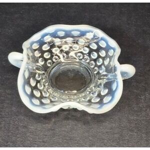 Vintage Fenton Moonstone Opalescent Hobnail Glass Decorative Dish Trinket Bonbon
